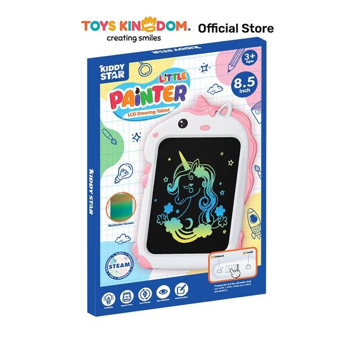 ASLI KIDDY STAR 8.5 INCI LCD DRAWING BOARD UNICORN - PUTIH/PINK READY STOCK