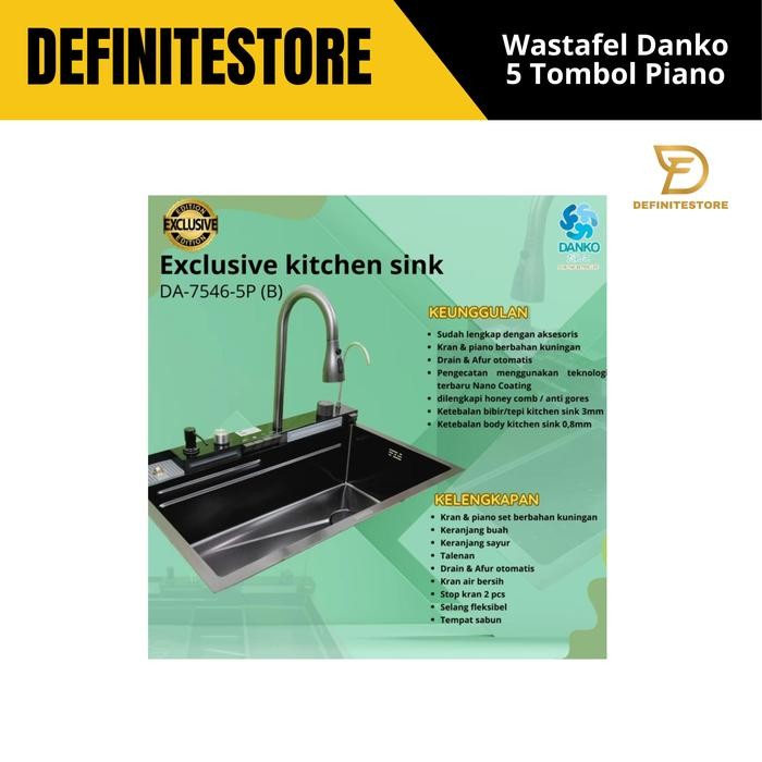 Khusus Grab Kitchen Sink 1 Lubang Wastafel Cuci Piring 1 Lubang Hitam Emas Bak Cuci Piring 1 Lubang