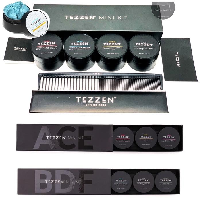 i63w- Pomade Tezzen Mini Kit 1 Set Alpha Bravo Charlie Delta Clay Waterbased