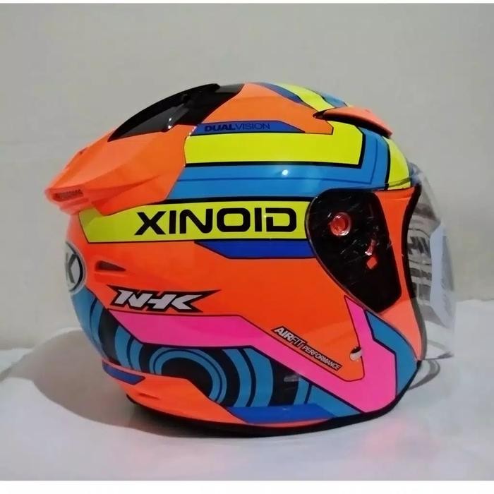 NHK HELM R1 MOTIF XINOID ORANGE FLUO YELLOW Harga Termurah