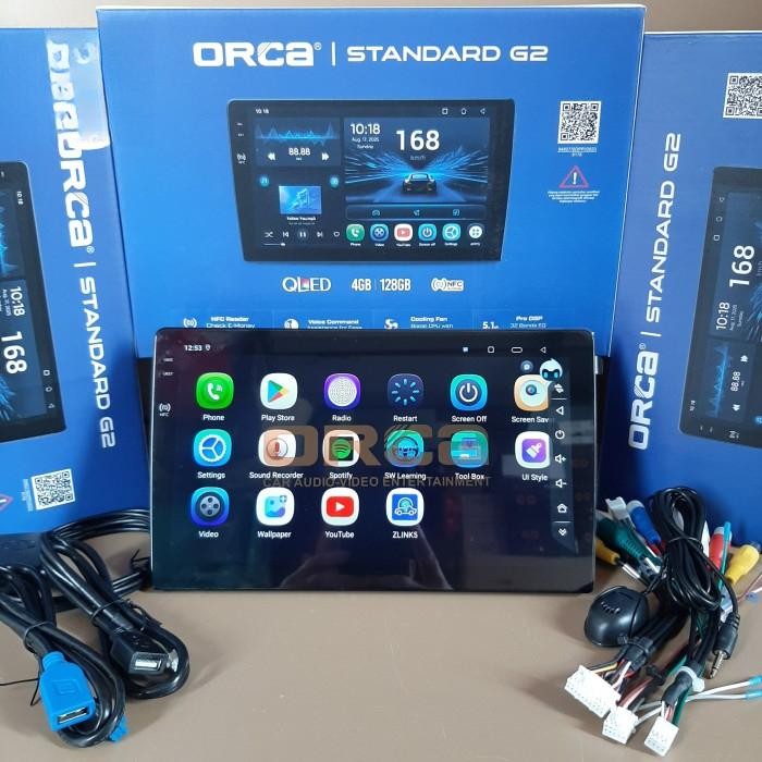 Head Unit Android ORCA RAM 4 GB / 128 GB QLED NFC INCELL STANDARD G2