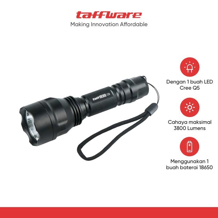 TaffLED Senter LED Flashlight Waterproof Cree Q5 3800 Lumens - C8