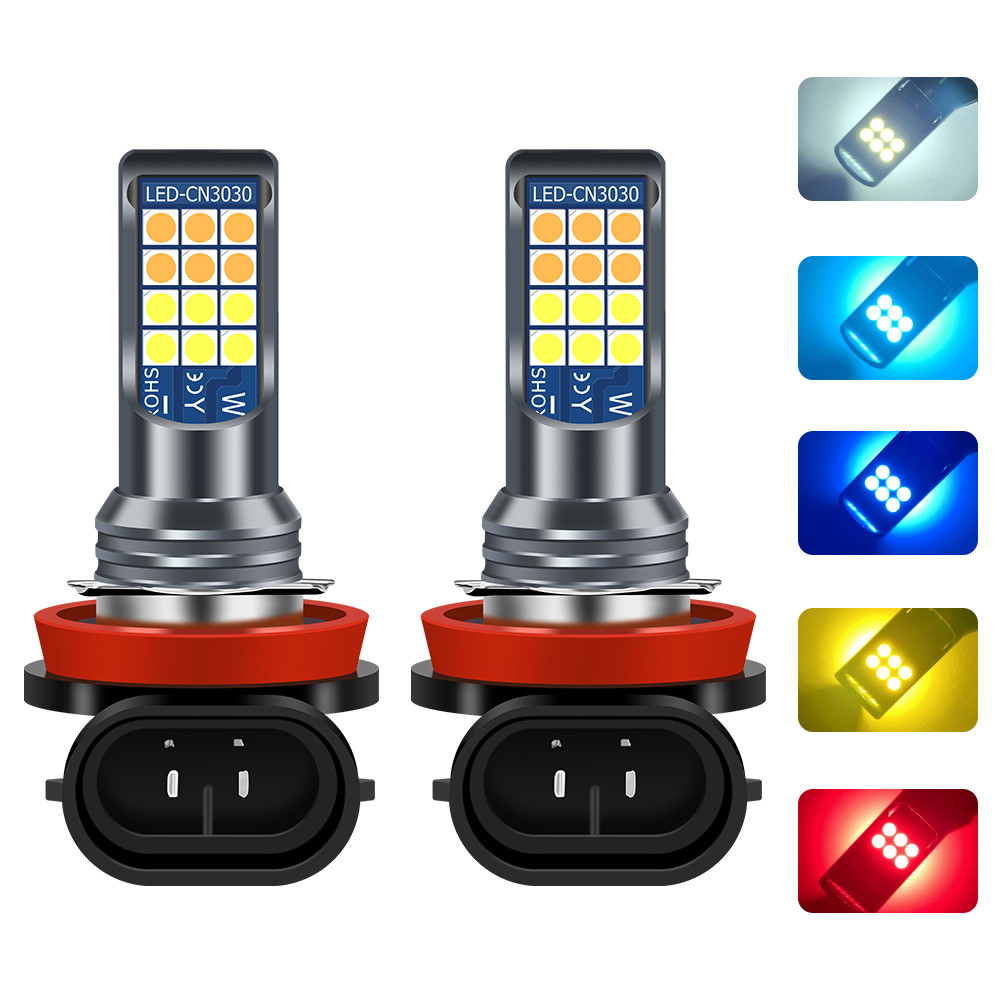 2x NEW Two Colors H11 H8 9006 HB4 HB3 H16 PSX24W PSX26W P13W Car Fog Light Bulb Day Driving Running 