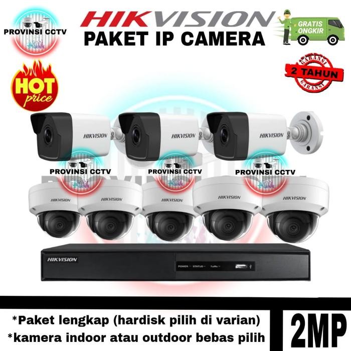 PAKET CCTV IP CAMERA HIKVISION 2MP 8 CHANNEL 8 KAMERA IP CAM POE