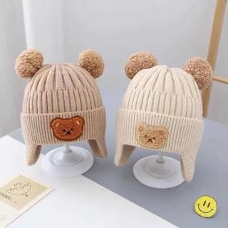 0qwf- Babylovanta Topi Anak Laki-Laki Dan Perempuan Rajut Bayi Imut Motif Pom Bear Lucu