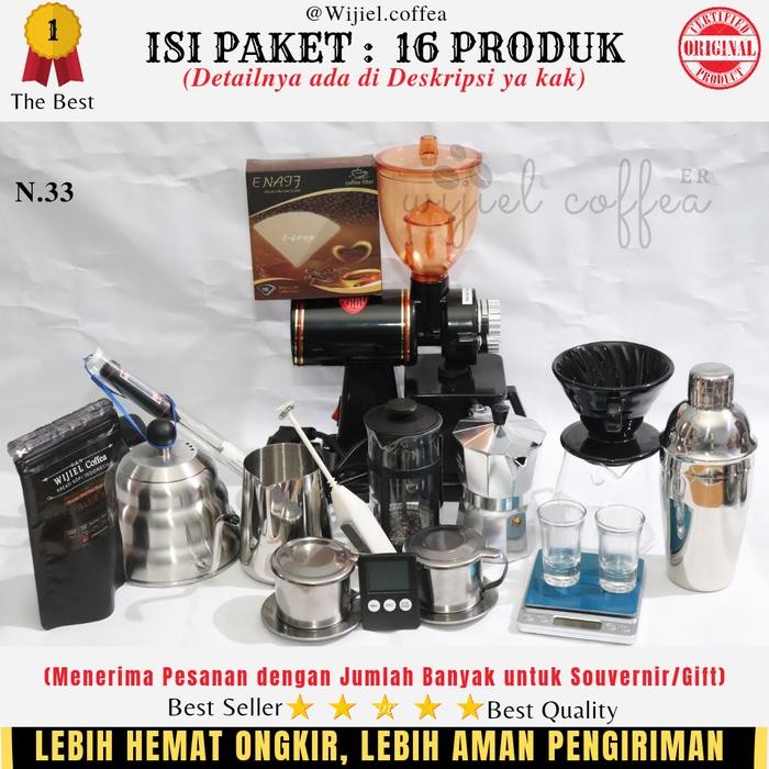 PAKET ALAT KOPI USAHA KEDAI KOPI - GRINDER USAHA KEDAI KOPI ANGKRINGAN - Milk jug - V60 - Moka Pot -