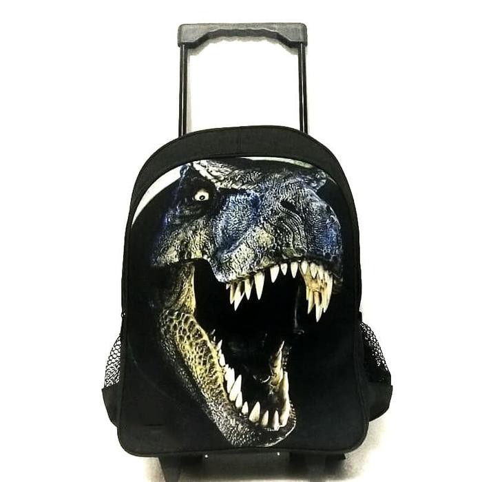 ORIGINAL Zagib Kids Troli Dinosaurus 3D Tas Koper Anak Laki-Laki Sekolah Ransel Roda Dorong Tire-x