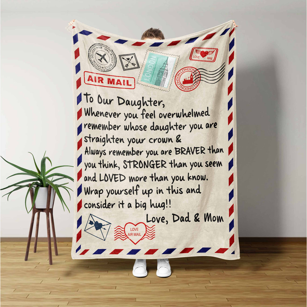 Personalized Blanket To My Daughter Gift Letter From Dad Mom To Our Daughter Airmail Throw Blanket P