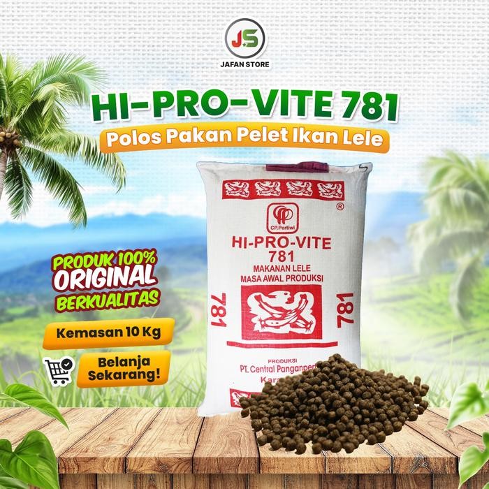 Cppetindo - Pakan Pelet Ikan Lele Hi-Pro-Vite 781 Polos Untuk Ikan 10 Kg
