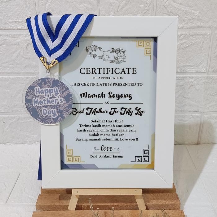 4psy- Hadiah Hari Ibu Unik Sertifikat Medali Kado Mama Termurah Cod Putih Gift