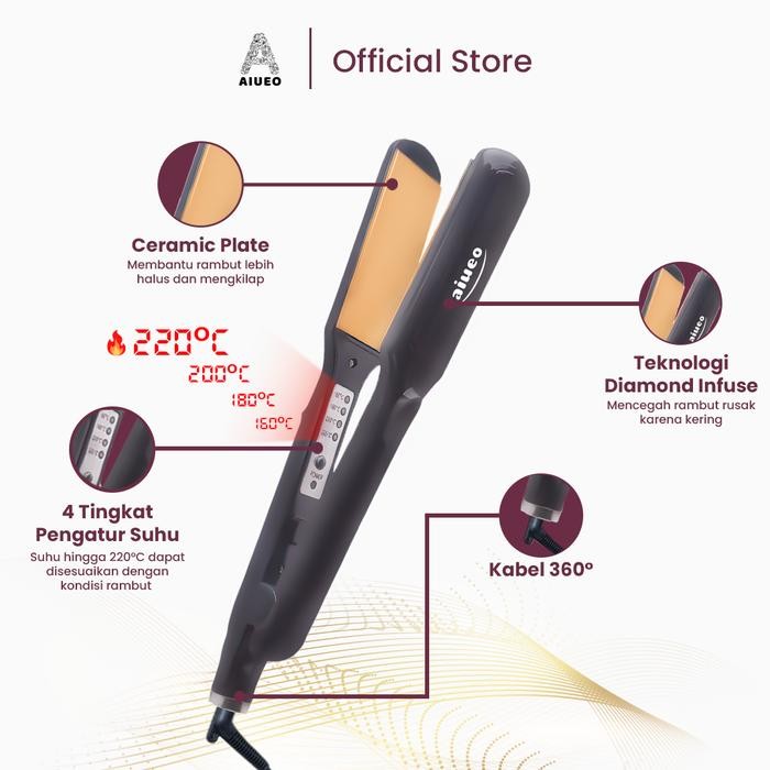 Catokan AIUEO Catok Rambut 2 in 1 Aiueo 823 Hair Straightener Curly and Blow Recomended - Alat Catok