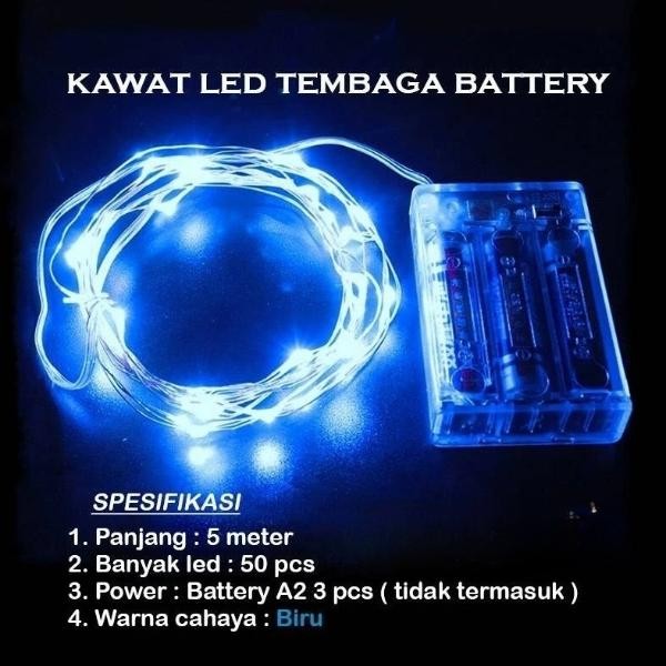 LAMPU POHON NATAL 50 LED KELAP KELIP PANJANG 5 METER BATERAI