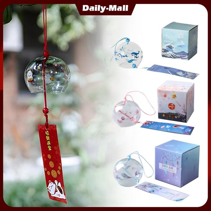 GANTUNGAN LONCENG ANGIN BAHAN KACA SUNLIGHT HIASAN ANGIN LONCENG