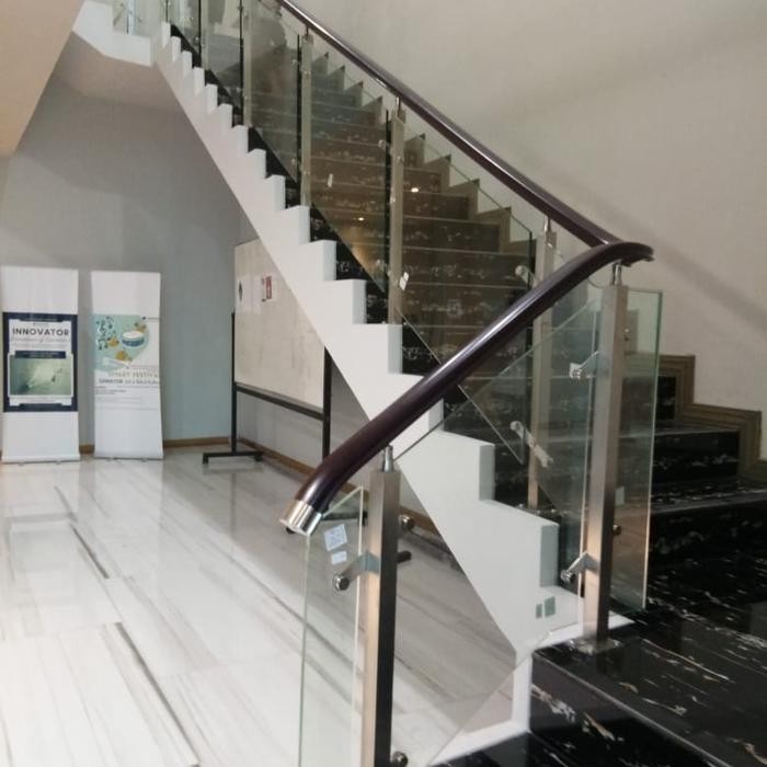 Lansungkirim- Tiang Railing Tangga Stainless Railing Tangga Kaca Minimalis Stainless