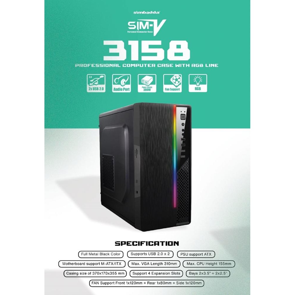 Casing Simbada/Simbadda Sim V/Sim V 3143/Sim V 3120 + Psu 380W Berkualitas