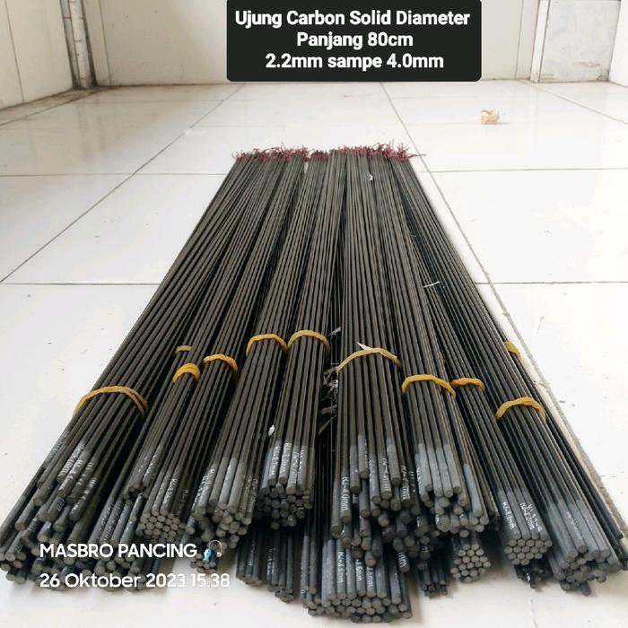 Ujung Carbon Solid 80cm Diameter 2.2mm-3.9mm Tegek Joran Ikan