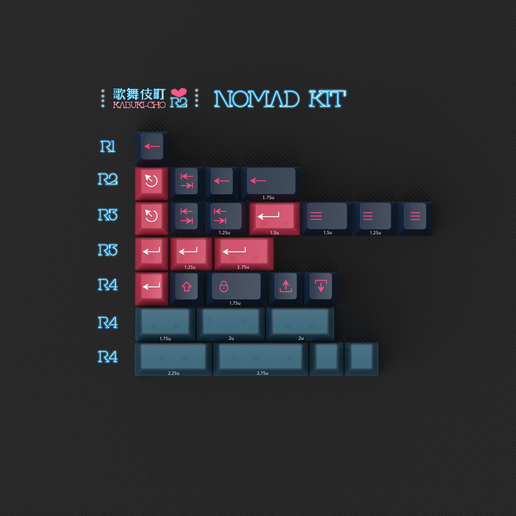 [Child kit] PBTFANS KABUKI-CHO R2 Cherry Profile MX-style Keycaps KBDfans International 40s Spacebar