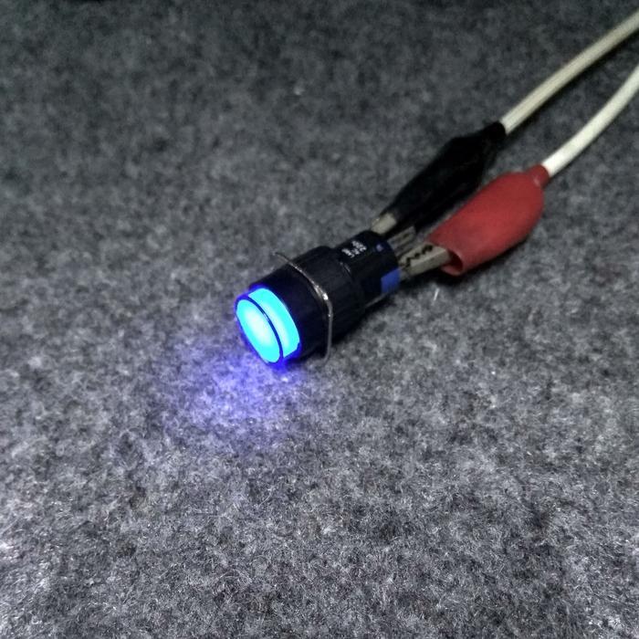 Switch Push On Bulat 8Pin 16mm Biru