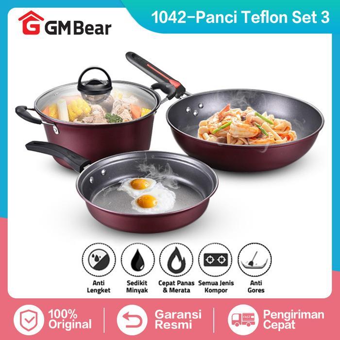 Freemir - Wajan Set Panci Teflon 1 Set 3 Pcs 1042-Panci Teflon Set 3