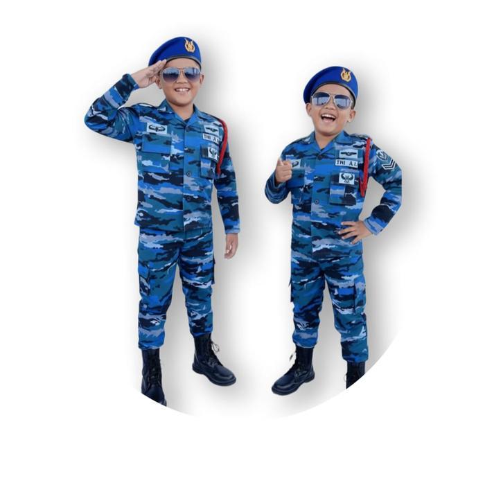 Kostum TNI AU Anak Lengkap Aksesoris Baju Karnaval Anak TNI AU / Angkatan Udara Setelan Kostum TNI