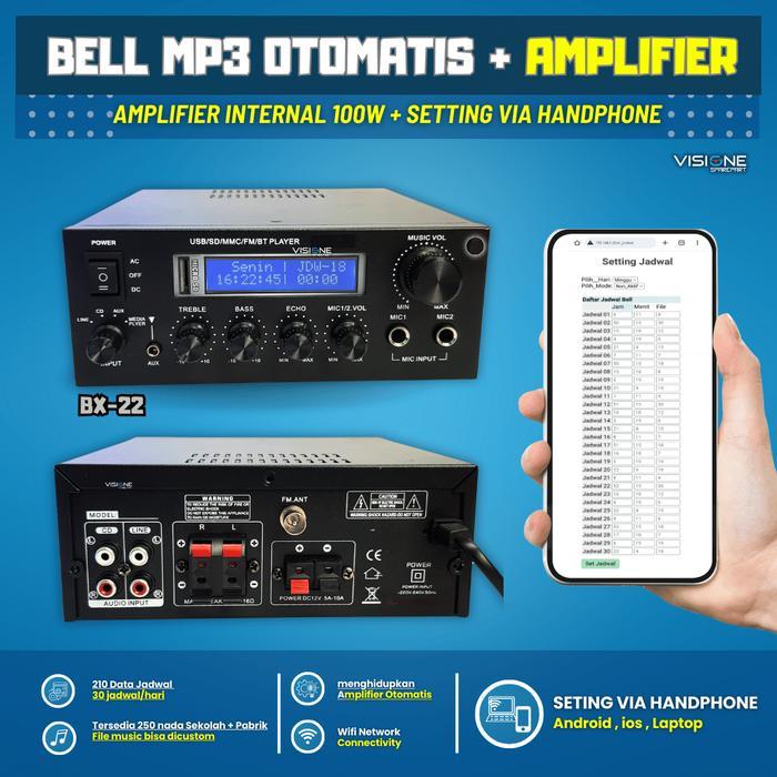 PROMO BEL SEKOLAH OTOMATIS BEL KANTOR BEL PABRIK ALARM OTOMATIS WIFI PLUS AMPLIFIER 100W