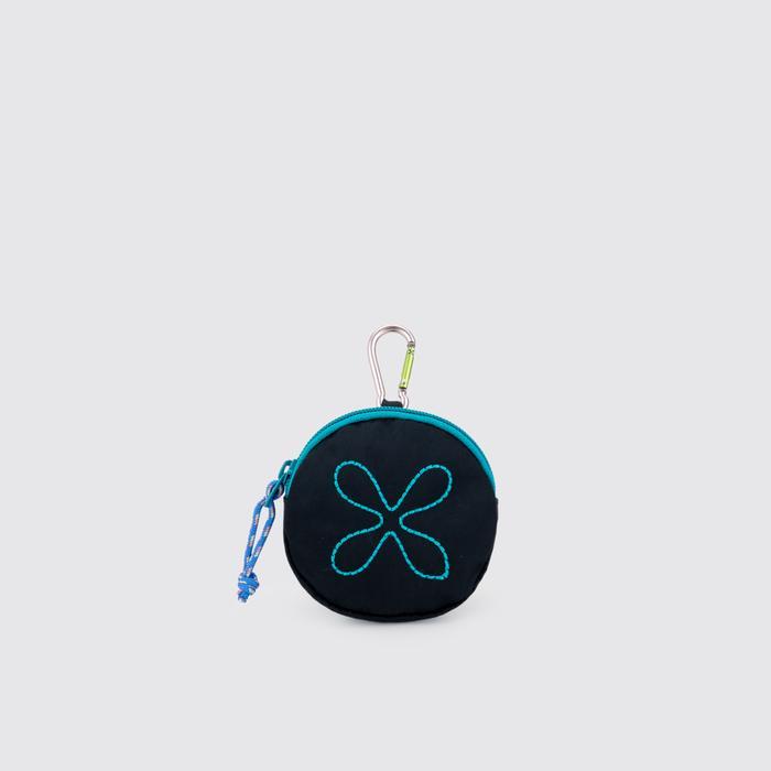 Exsport Round Coin Dompet Koin Bundar dengan Carabiner - Nylon Anti Air Hitam Pouch - Black