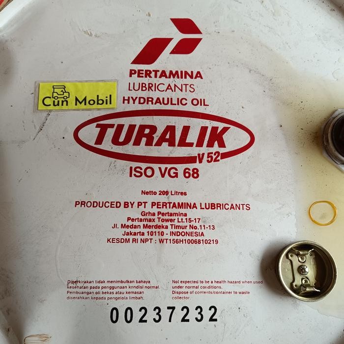 Oli Hidrolik Pertamina Turalik 52 Sae 10 Yg Literan Harga Per Liter Kode 1188