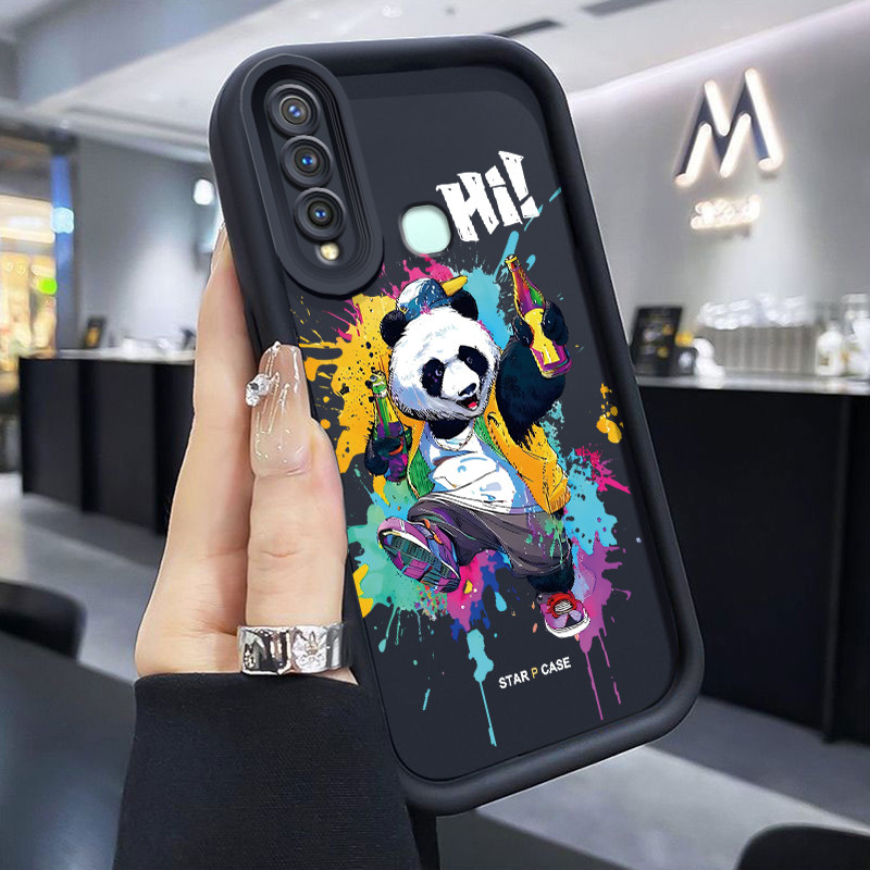 Casing Hp VIVO Y19 VIVO Y5s Case Casing Lukisan Minyak Panda pola HP Kasing Silikon Softcase mata la