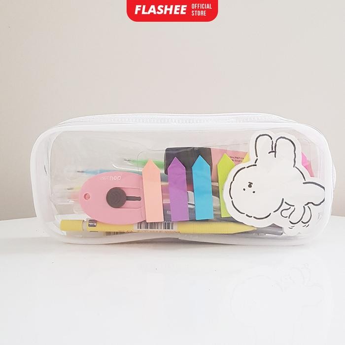 

Flashee Tempat Pensil Kotak Pensil Dompet Pouch PVC Transparan Resleting Kapasitas Besar Organizer