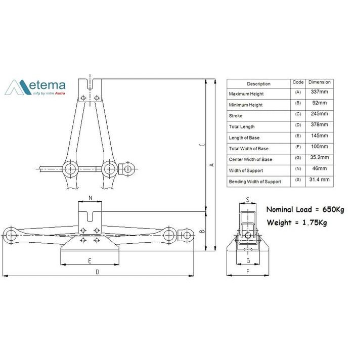 Dongkrak Gunting /Dongkrak Jembatan 650Kg, Metema Original