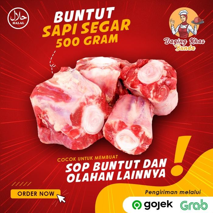 Pilihan- (Premium) Buntut Sapi Lokal Segar Fresh Oxtail Center Cut 500 Gram