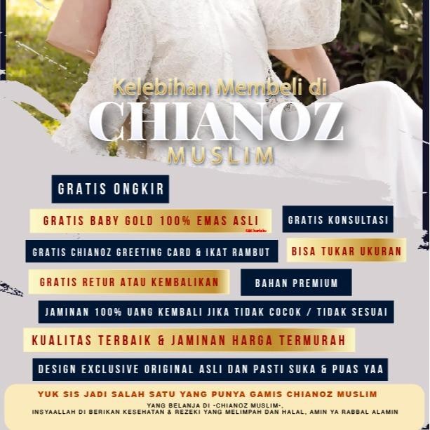 muna CHIANOZ Gamis Putih Mewah Wilona Dress Brukat Renda Baju Lebaran Umroh Haji Manasik Pesta Akad