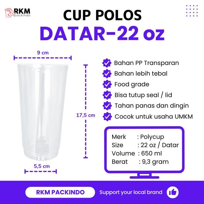MURAH BANGET Cup Gelas Polos 22oz Datar PP POLYCUP