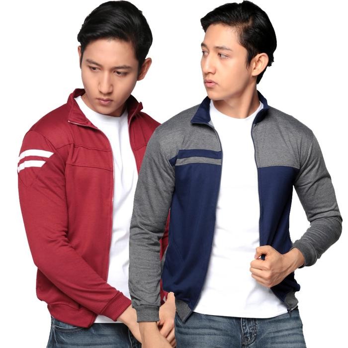 Pilihan- Jaket Training Sporty Pria - Olahraga Abu, Merah, Maroon, Hitam, Navy Bahan Baby Terry