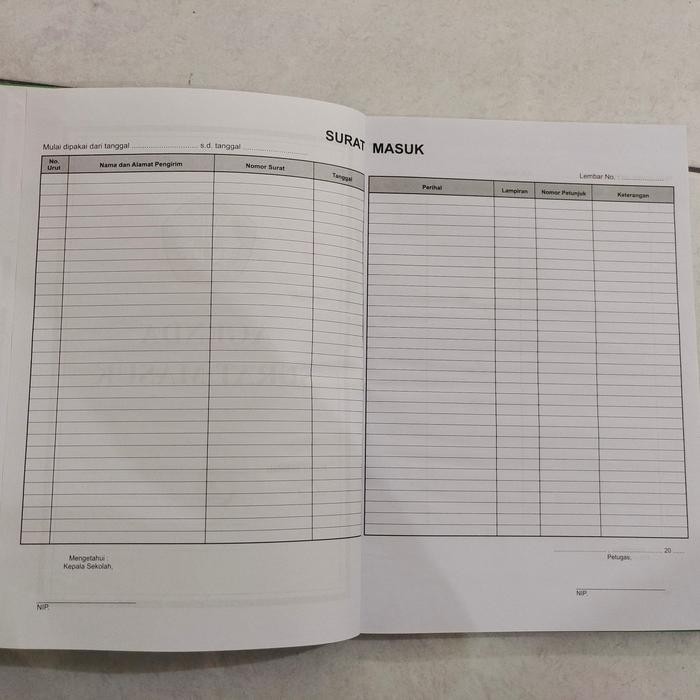 

Buku Agenda Surat Masuk
