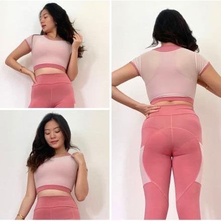 Atasan Baju Senam Crop Jala