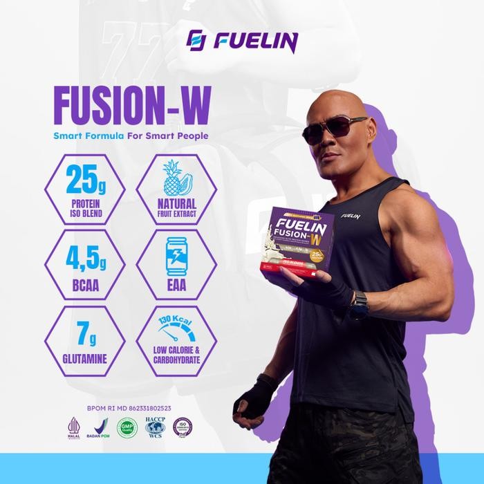 FUELIN - Fusion W ISO BLENDS Whey Protein Isolate 2 Box isi 20 Sachet Susu Protein with Smart