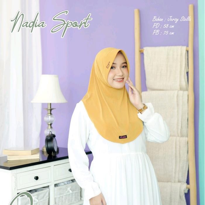 ASLI Nadia Sport Qeysa hijab (bisa ) Panjang Muslim Sporty Instan READY STOCK
