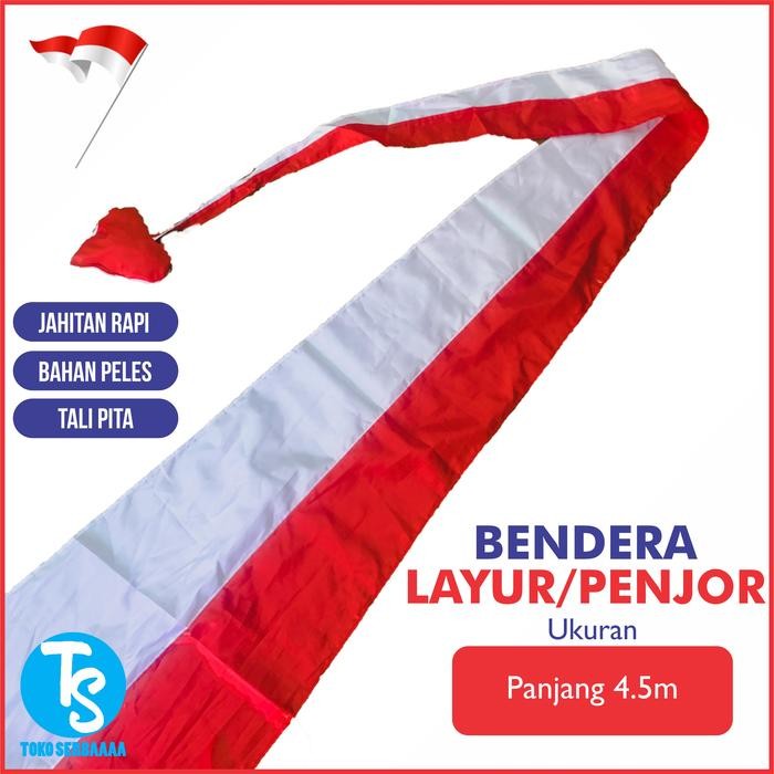 TERMURAH Bendera Merah Putih Indonesia Umbul-Umbul Penjor / Umbul-Umbul Layur 4.5 Meter READY STOCK