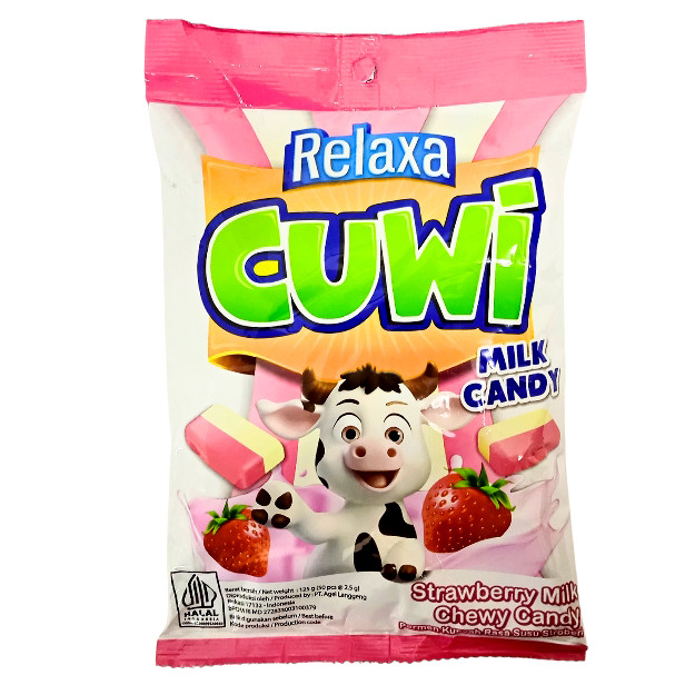 

S30383 RELAXA CUWI STRAWBERRY MILK PERMEN BUNGKUS 125GR MAJU BERSAMA (20250921)