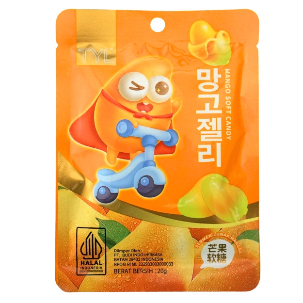 

S30898 TYL SOFT CANDY (BAOPI) MANGO PERMEN BUNGKUS 20GR MAJU BERSAMA (20250914)
