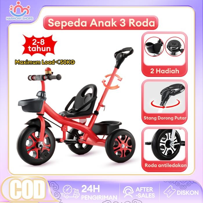 Stok Baru CODSepeda roda tiga sepeda roda 3 bayi tricycle anak Kursi Stroller Trike Anak-Anak Toys