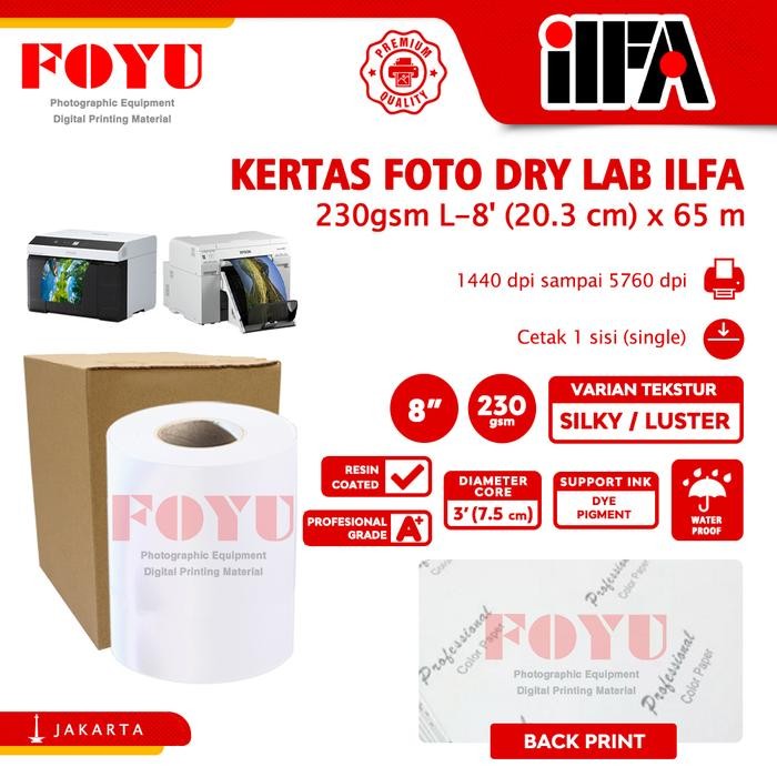 

Kertas Foto Photo Paper ILFA Silky Luster 230g L-8'x65m 8R 10R 8 in inci Water Proof Professional RC