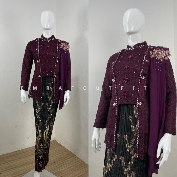 Pilihan- Kebaya Valery Brokat Payet Selendang Modern Terbaru Cantik Dress