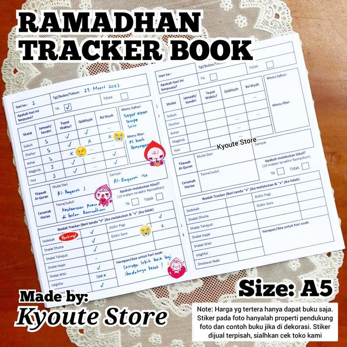 Buku Ramadhan Tracker Book A5 Kyoute Monthly Daily Ibadah Planner Note