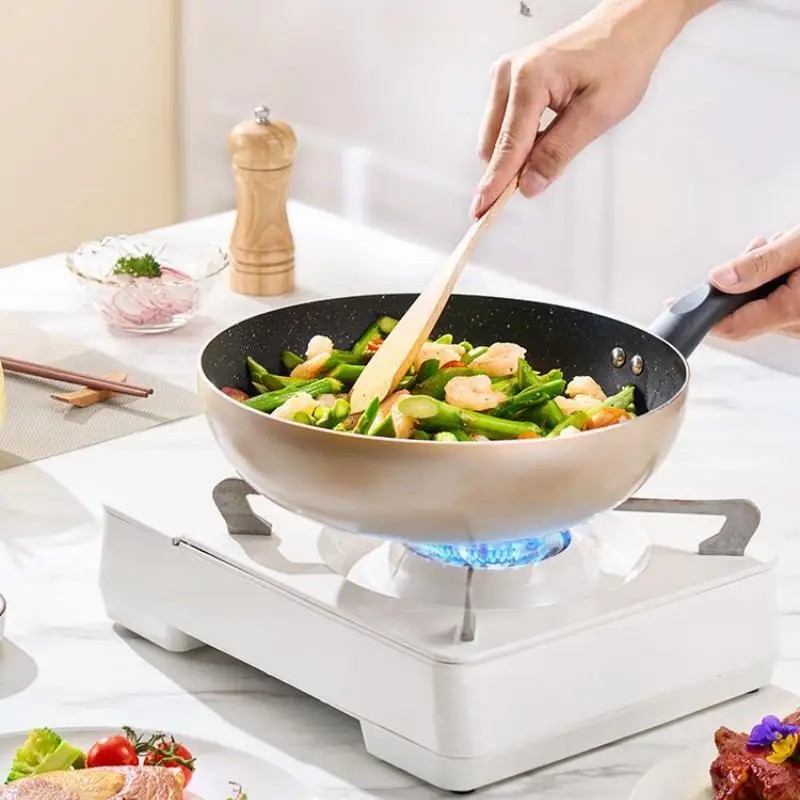 Midea Wok Non-stick 28cm Maifanshi Color Coating Frying Pan Thickened Composite Bottom Fried Pot Alu