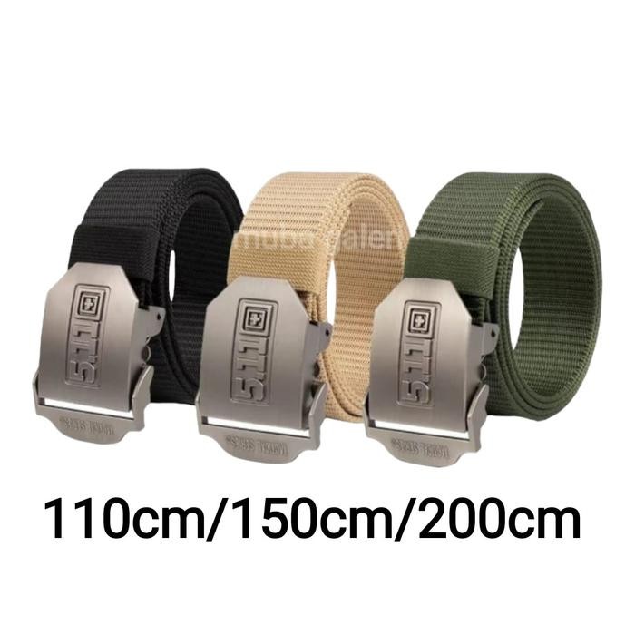 Pilihan- Ikat Pinggang Pria Metal Tactical Army Sabuk Kanvas Gesper Outdoor Kepala Besi