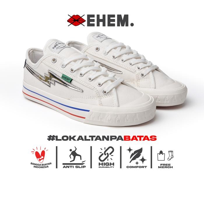 Brodo - Sepatu Sneakers Unisex Pria Wanita Dexter Chrome Off White Snekers Casual Putih