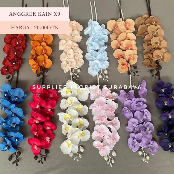 ANGGREK KAIN X9 ANGGREK JUMBO BESAR ANGGREK HIAS ORCHID ARTIFICIAL FLOWER BUNGA PALSU BUNGA HIAS