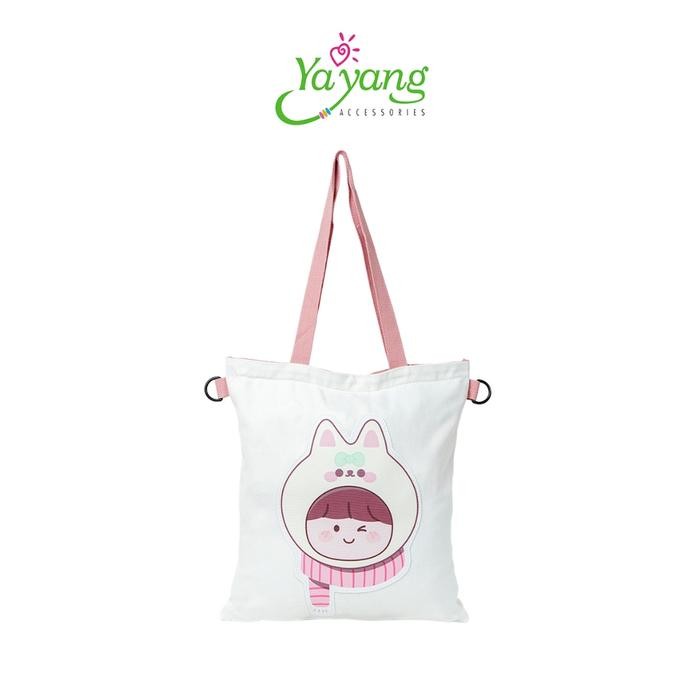 YAYANG Tas Totebag Kanvas + Resleting - Tote Bag Kuliah - NTK0187